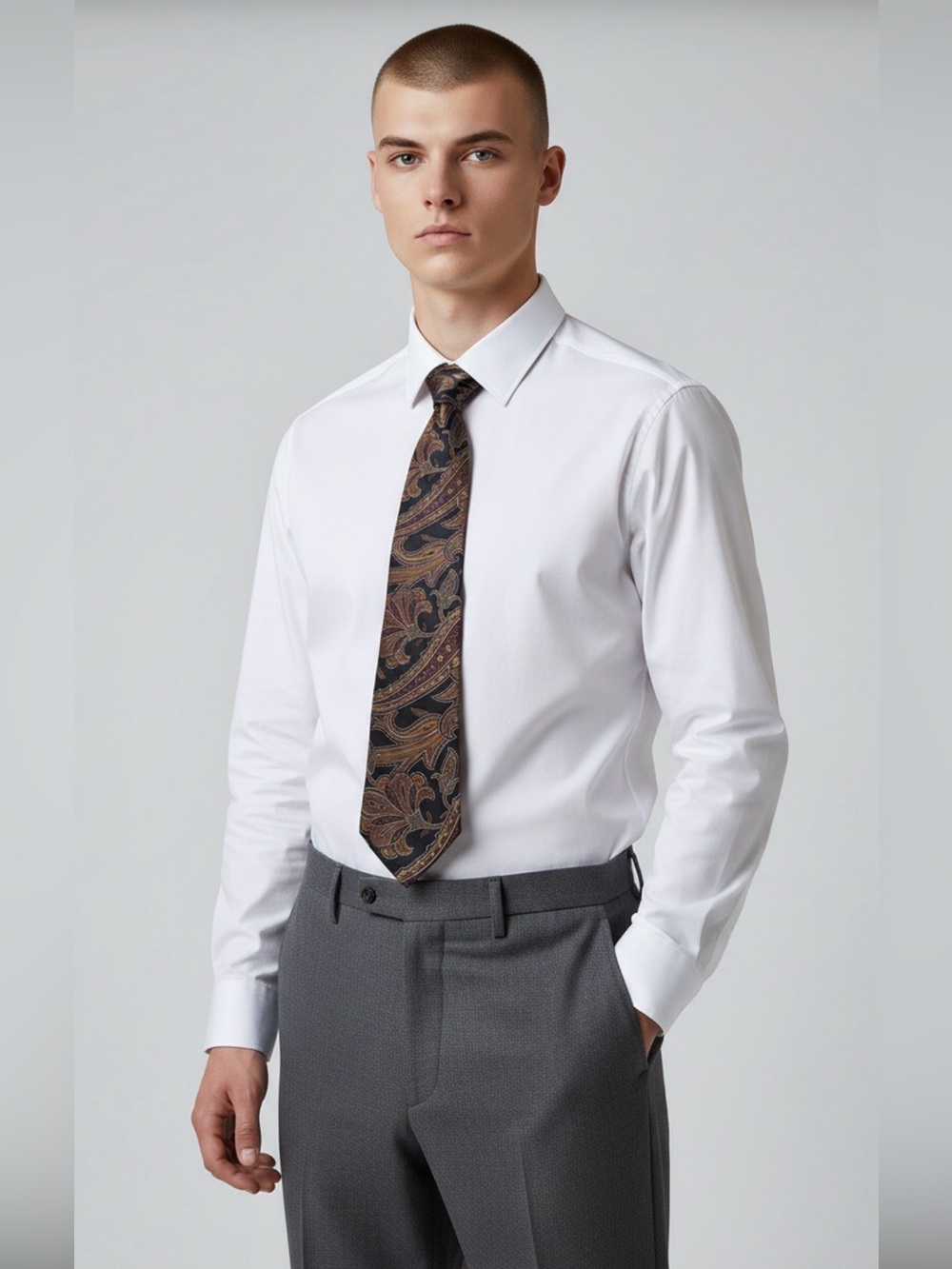 Dior Paisley Silk Tie in Black, Burgundy and Gold